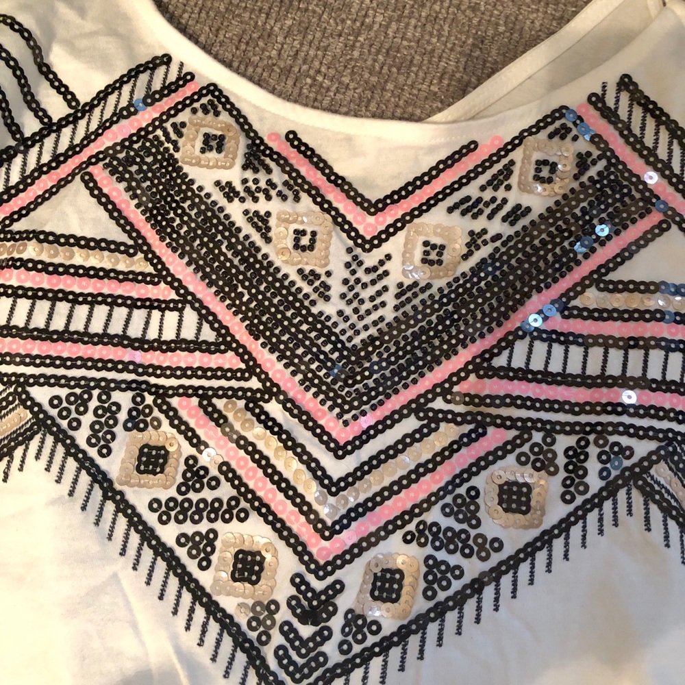 Tribal sequin print top